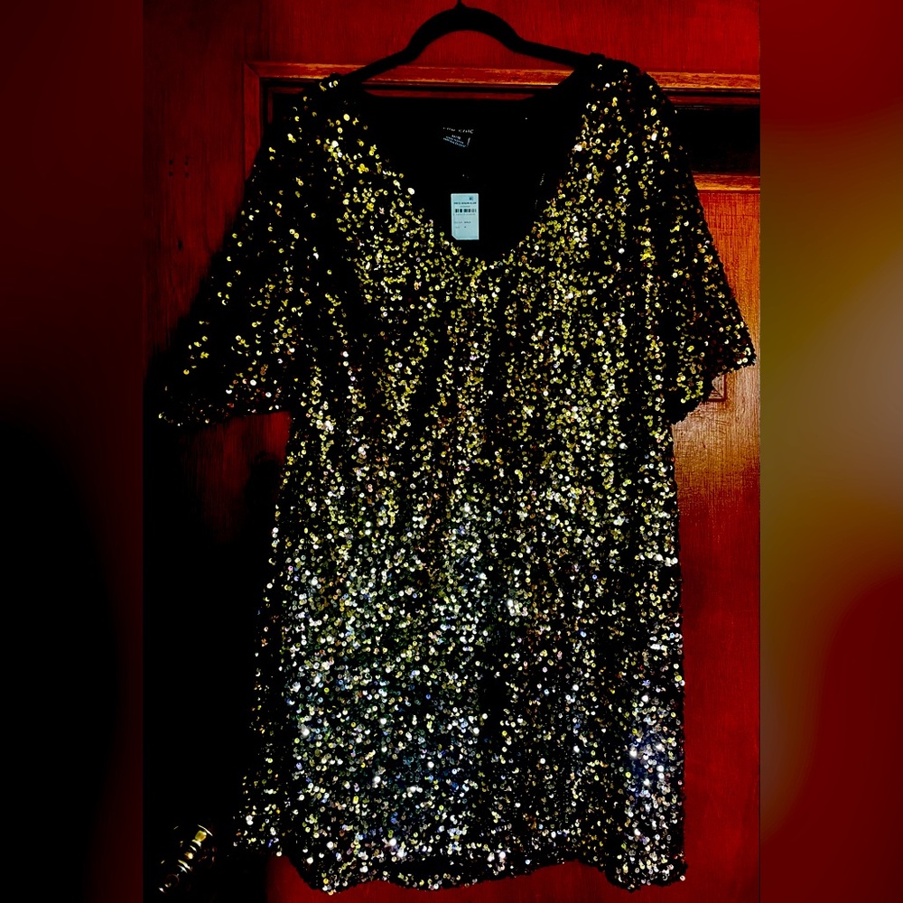 Sequin Gold Women's Mini Dress, City Chic, new with tags, size 18